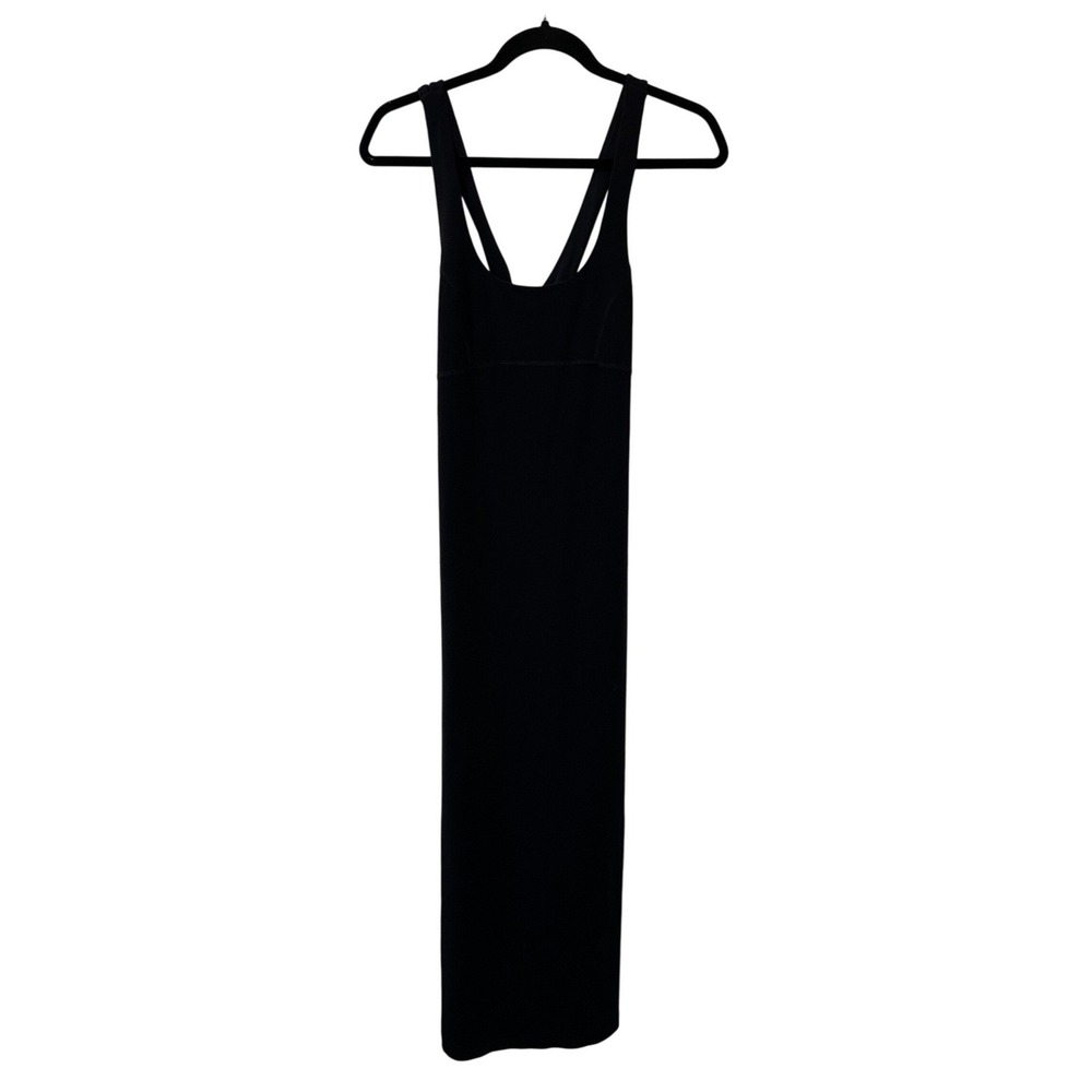 Halle Berry x Sweaty Betty Sofia Ribbed Midi Dress Black Cross Back M Bodycon‎